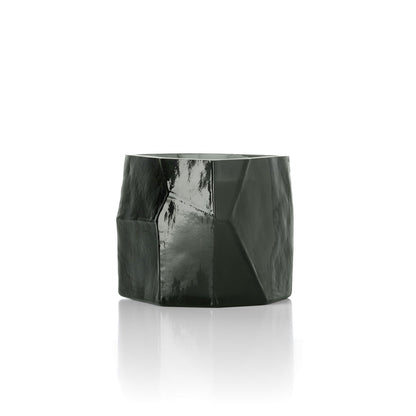 Waxinelichthouder Olivine – glas, rookgrijs, 10×9×9 cm