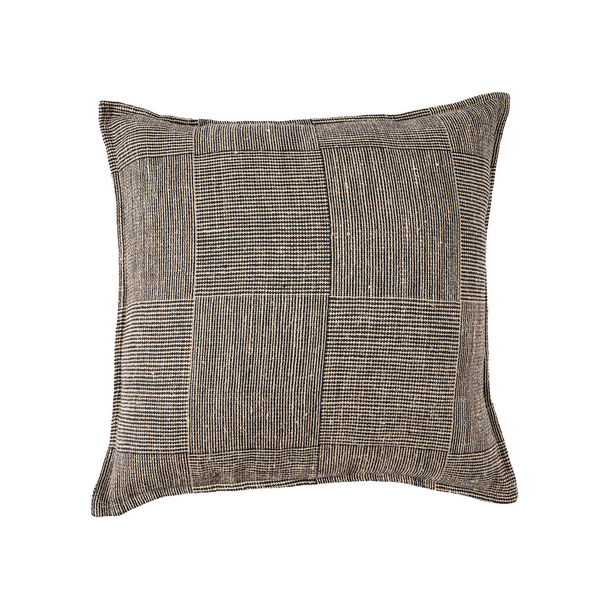 Kussenhoes Bloc Party – linnen, zwart naturel, 50×50 cm