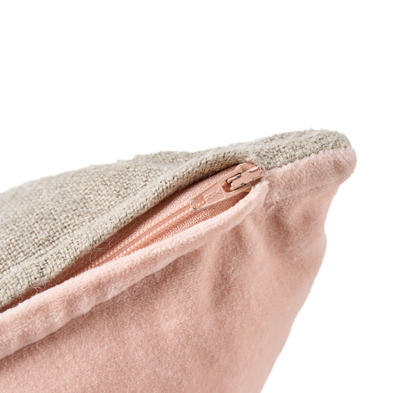 Kussenhoes Velvet Divorce – linnen/fluweel, naturel roze, 30x50 cm