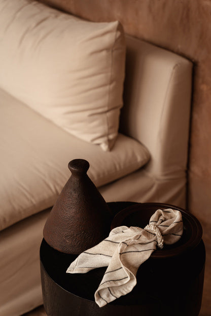 Servet Provence – linnen, naturel/zwart/wit, 45x45 cm
