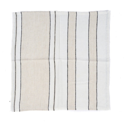 Servet Provence – linnen, naturel/zwart/wit, 45x45 cm