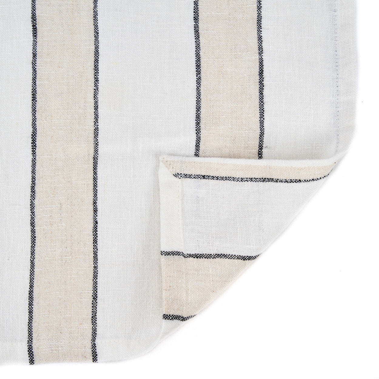 Servet Provence – linnen, naturel/zwart/wit, 45x45 cm