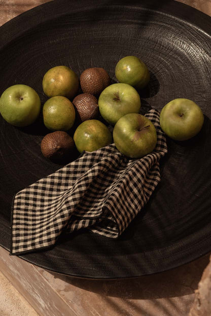 Servet Picknick – linnen, naturel/zwart, 45x45 cm
