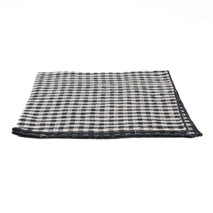 Servet Picknick – linnen, naturel/zwart, 45x45 cm