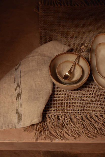 Het Lint Biscuit Servet - Natural Black - 45x45