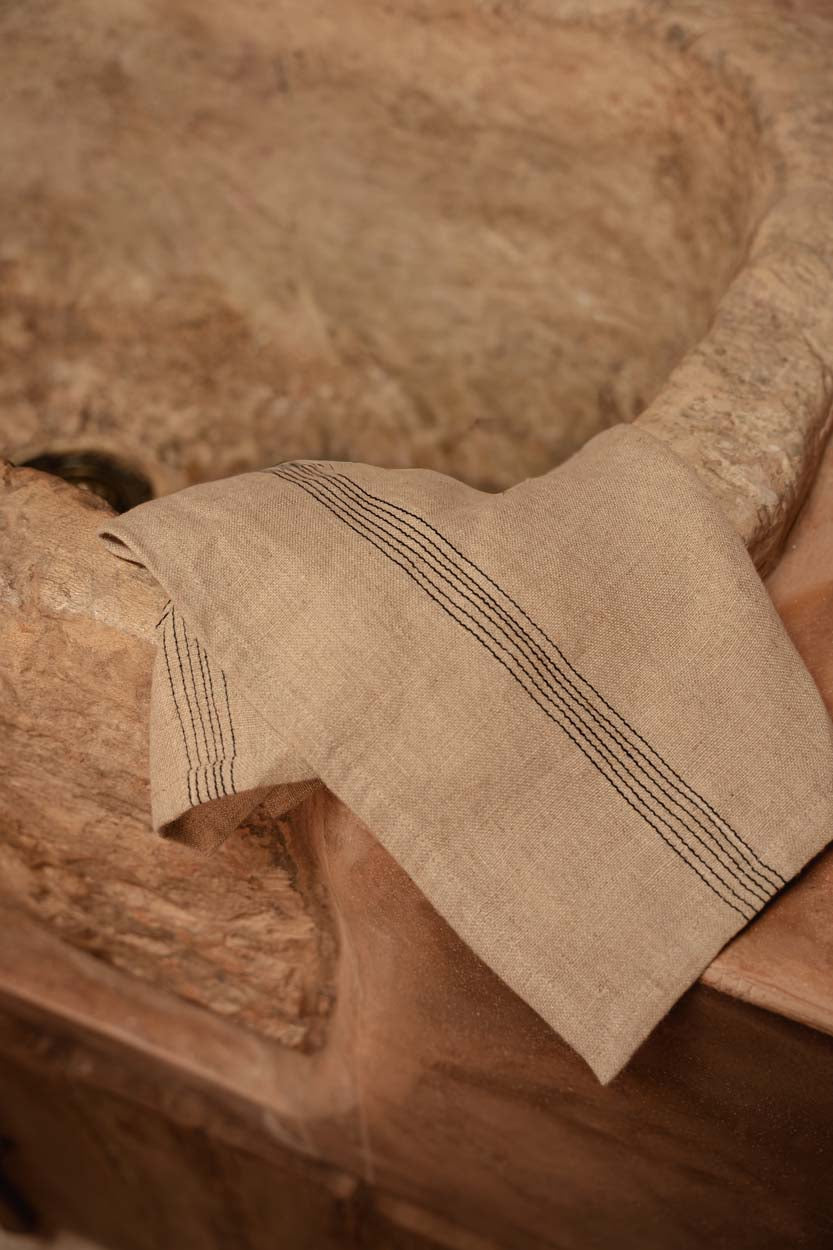 Het Lint Biscuit Servet - Natural Black - 45x45