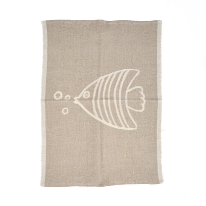 De Linen Fish Keukendoek - Natural White - 50x70