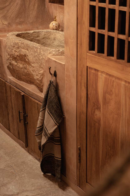 De Linen Smudge Keukendoek - Natural Black - 50x70