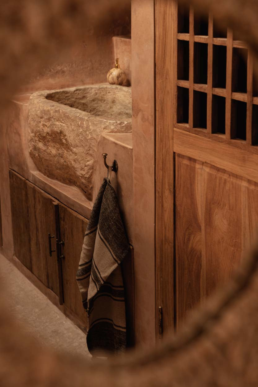 De Linen Smudge Keukendoek - Natural Black - 50x70