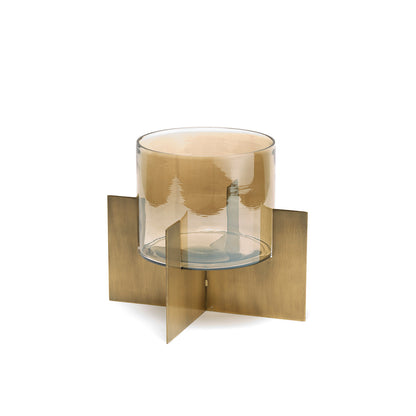 Stormlicht Hurricane X – glas en messing, goud, laag