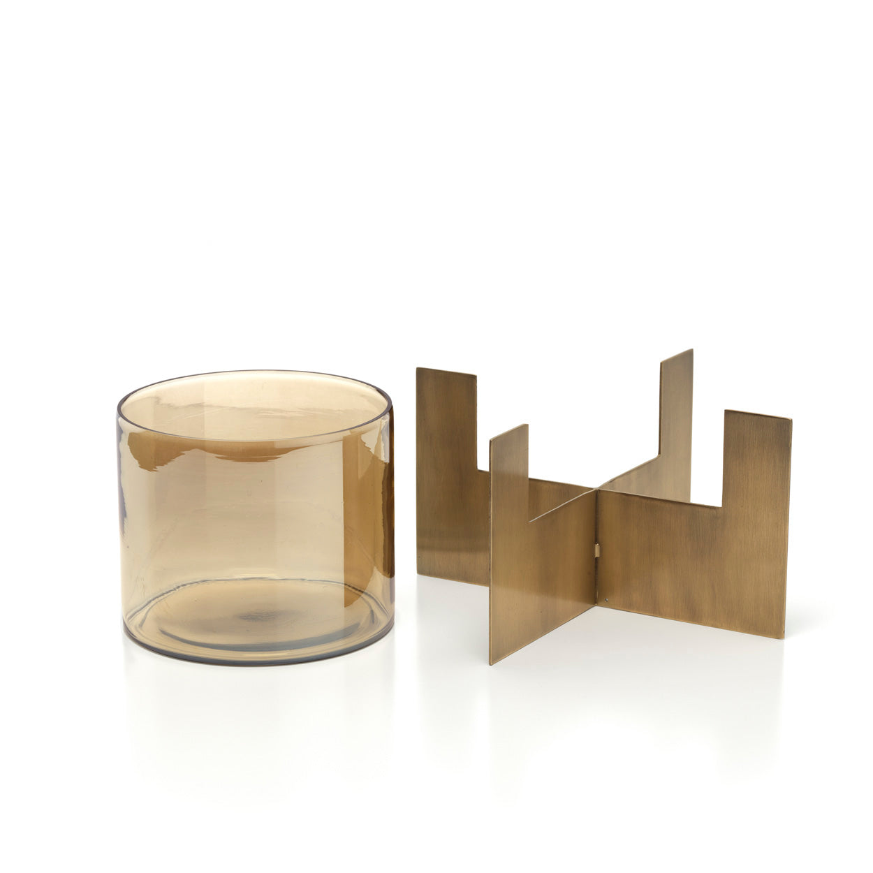Stormlicht Hurricane X – glas en messing, goud, laag