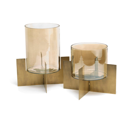 Stormlicht Hurricane X – glas en messing, goud, laag