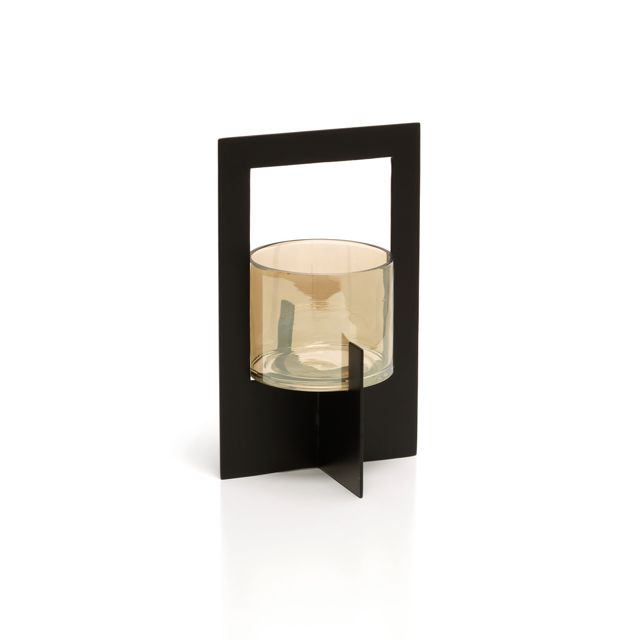 Stormlicht Hurricane Framed – glas en metaal, zwart, L