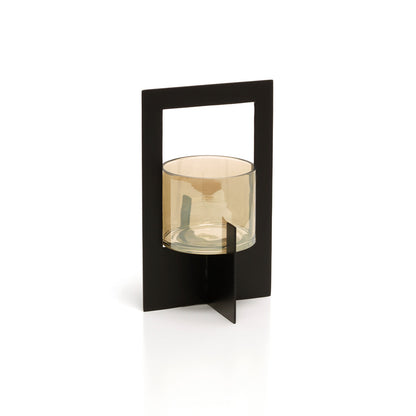 Stormlicht Hurricane Framed – glas en metaal, zwart, L