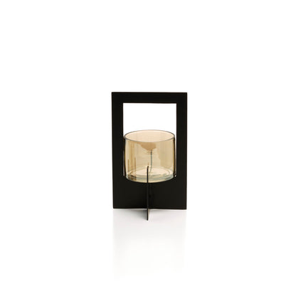 Stormlicht Hurricane Framed – glas en metaal, zwart, L