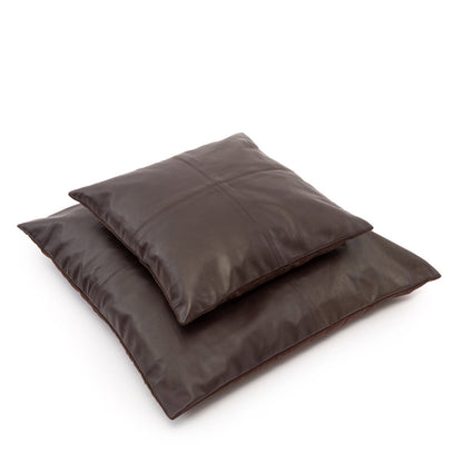 Kussenhoes Four Panel Leather – leer chocoladebruin, 40x40