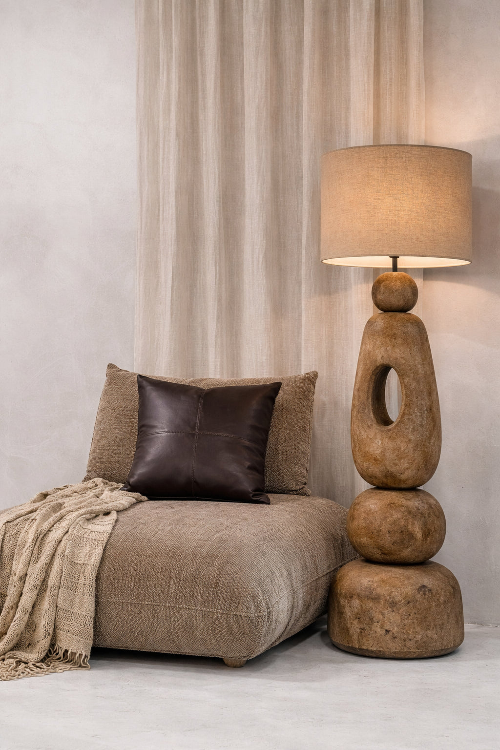 The Four Panel Leather Cushion Cover - Choco - 60x60