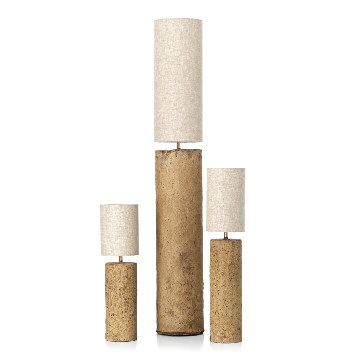 Vloerlamp Totem – papier-maché, modderbruin, ø20×75 cm