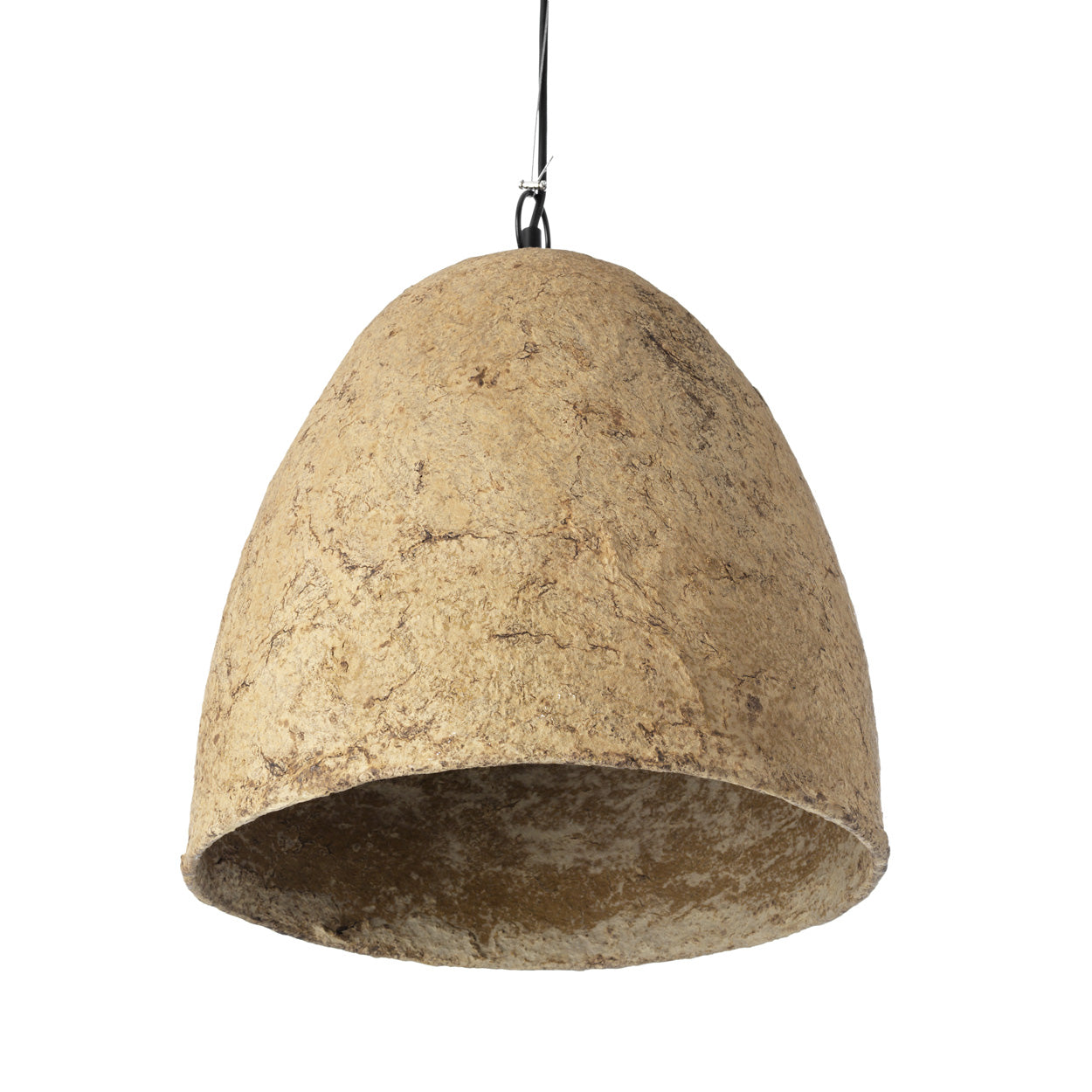Hanglamp Savana – papier-maché, modderbruin, ø40×42 cm