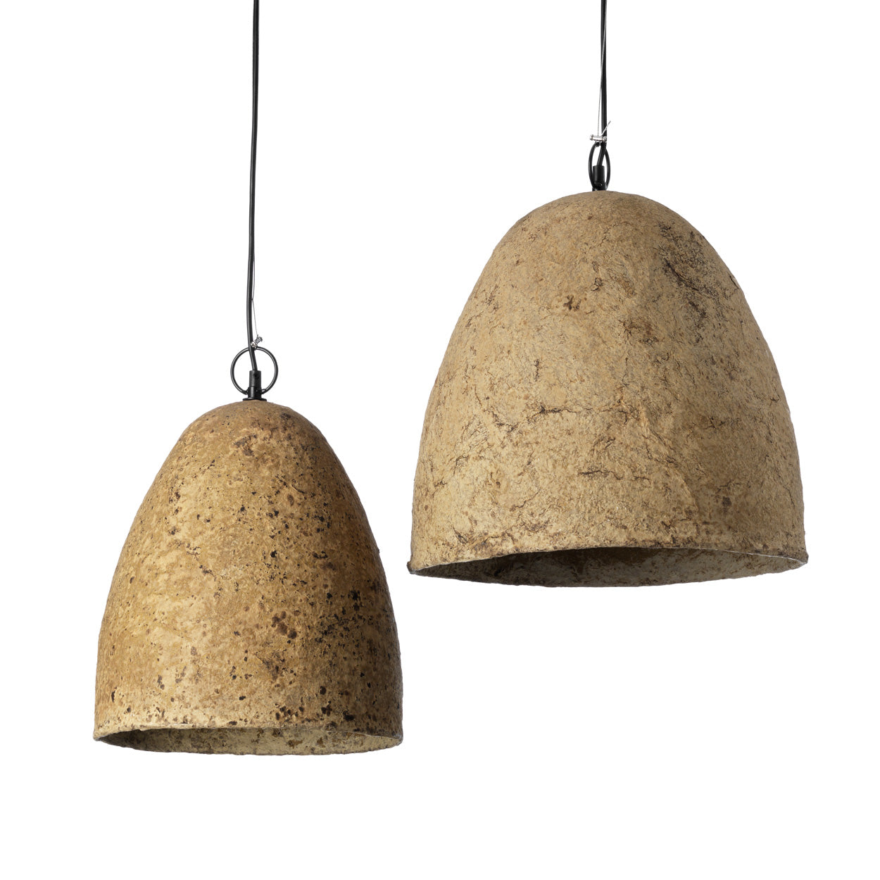 Hanglamp Savana – papier-maché, modderbruin, ø40×42 cm