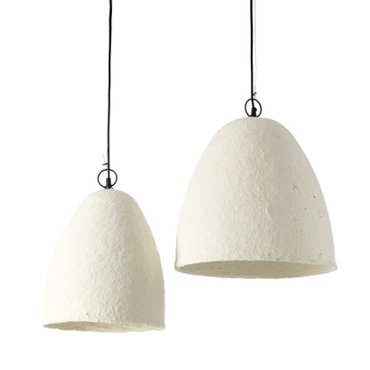 Hanglamp Savana – papier-maché, wit, L, ø40x42 cm