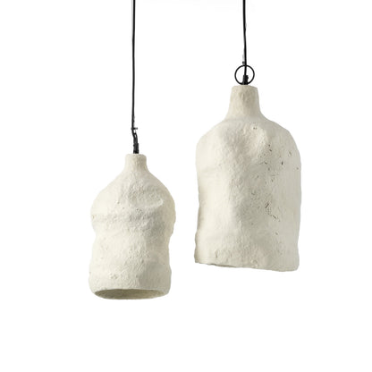 Hanglamp Moloko – papier-maché, wit, ø28×46 cm