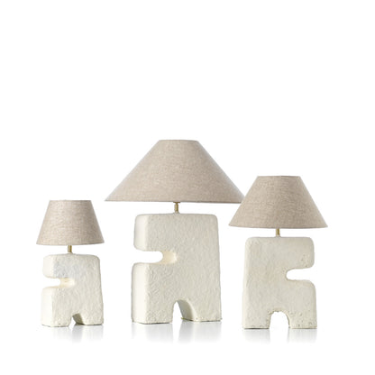 Tafellamp L’Objet – papier-maché, wit, M, 13x26x32 cm
