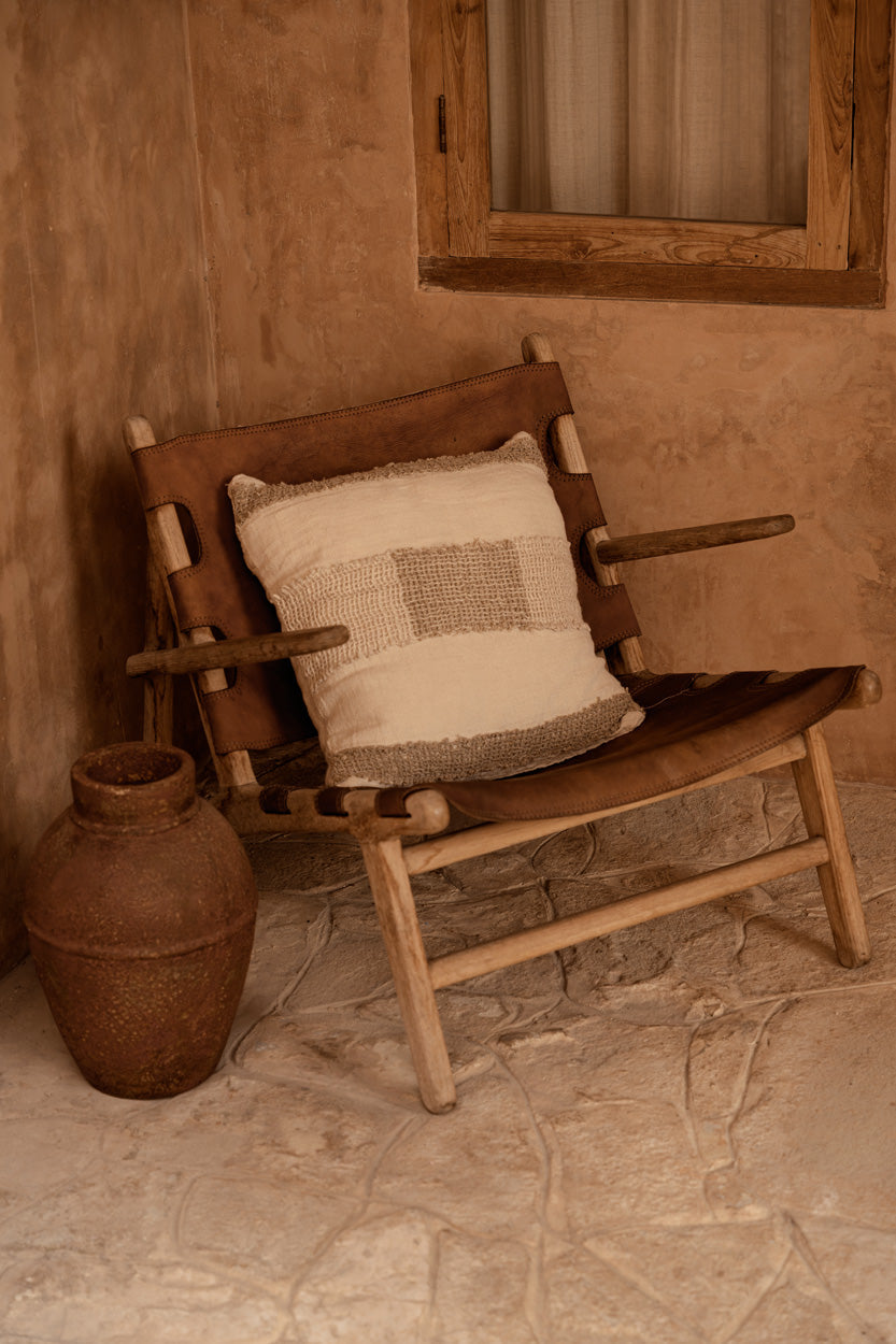 Kussenhoes Linen Threads – linnen, wit naturel, 50x50 cm