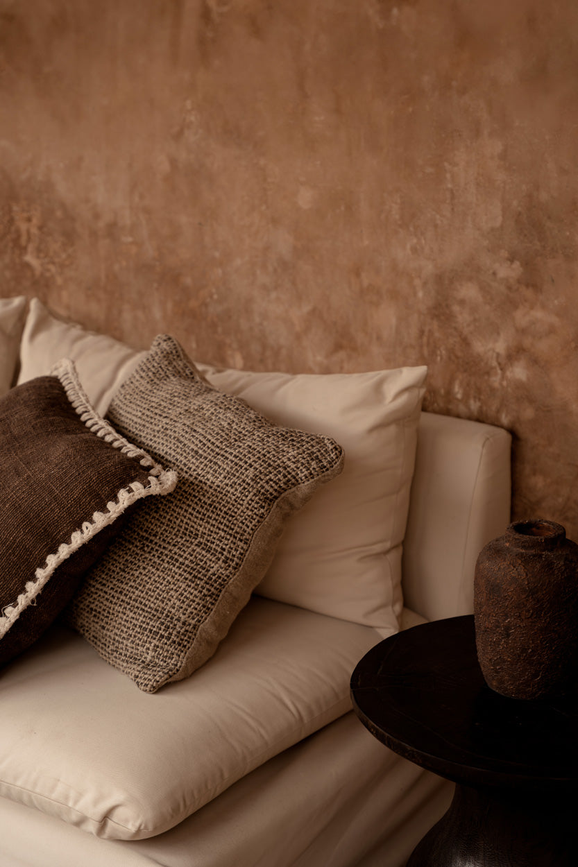 Kussenhoes Linen Grain – linnen, naturel zwart, 50x50 cm