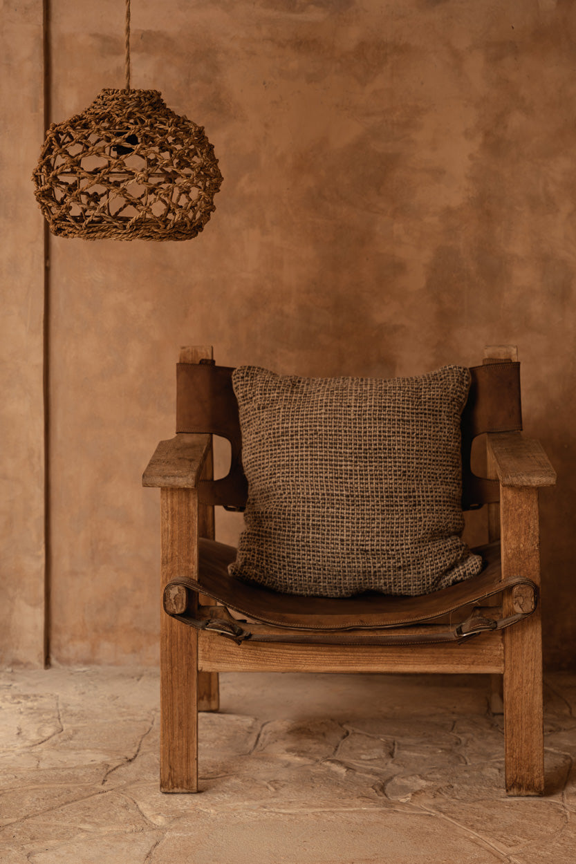 Hanglamp Banara – bananenblad, naturel, ø45×35 cm