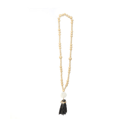 Ketting Lovina – schelp en hout, naturel zwart, 75 cm