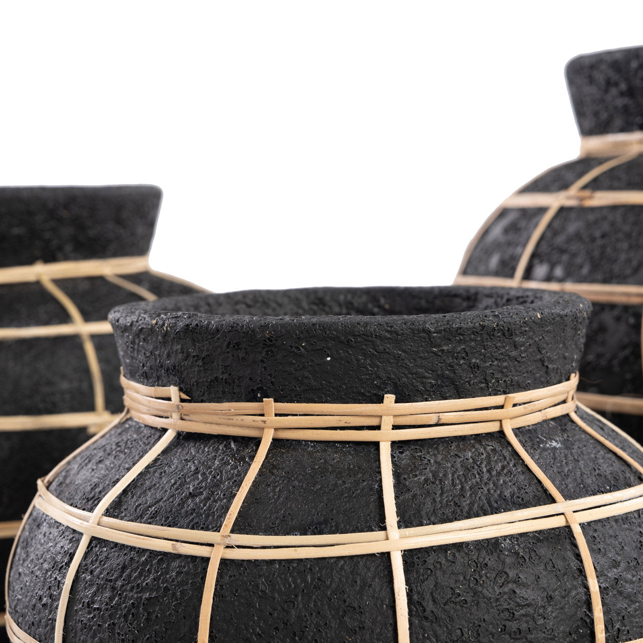 Die Belly Vase - Schwarz Natur - L
