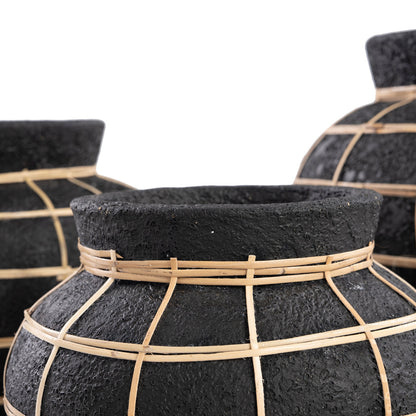 Die Belly Vase - Schwarz Natur - L