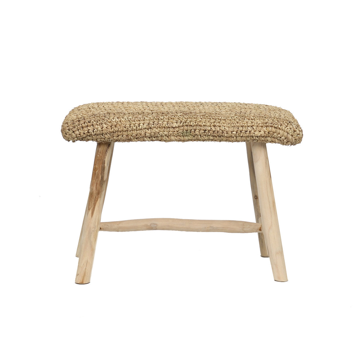 Zitbank Raffia Teakhout Naturel 60x28x45 cm