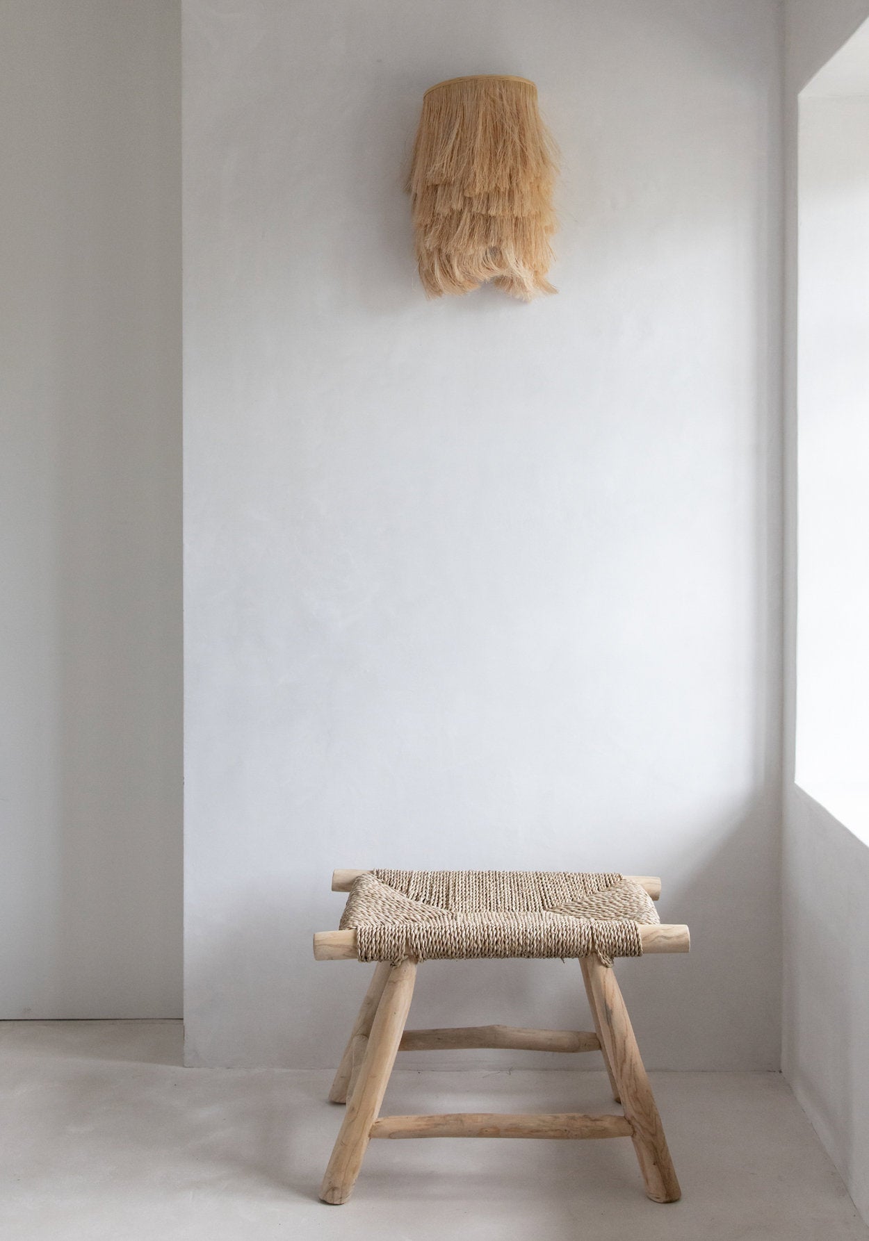 Kruk Porto – teakhout/zeegras, naturel, M 60x40x45 cm
