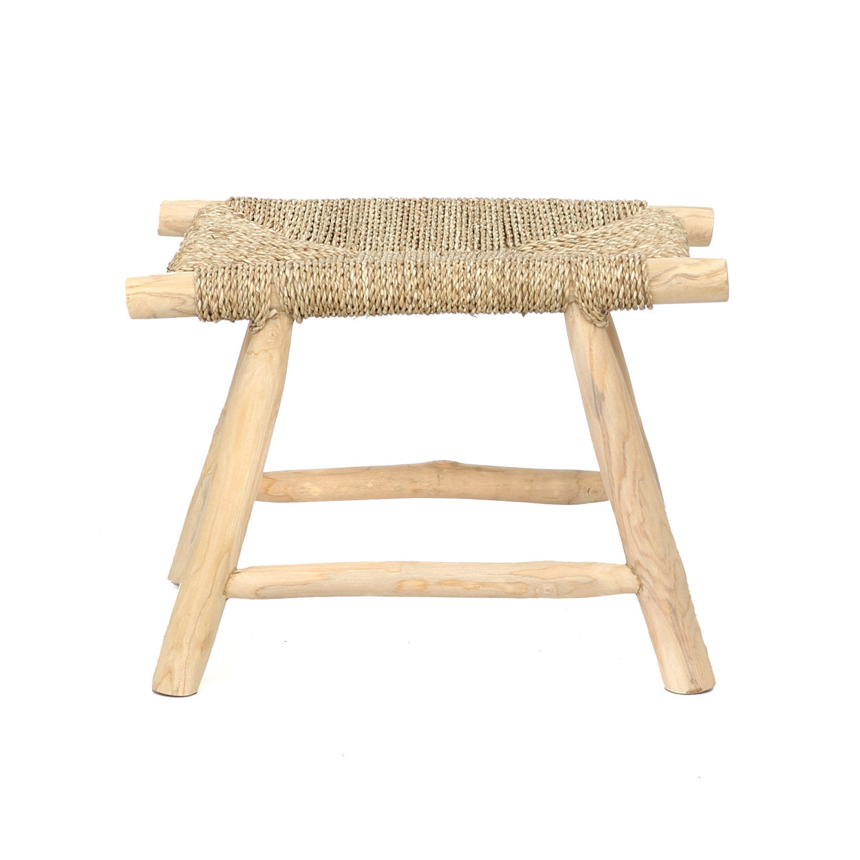 Kruk Porto – teakhout/zeegras, naturel, M 60x40x45 cm