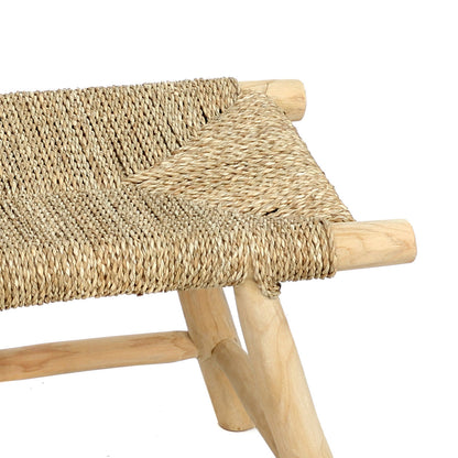 Kruk Porto – teakhout/zeegras, naturel, M 60x40x45 cm