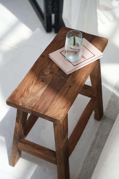 Kruk Fab Rustic – teakhout, naturel, 27x50x50 cm