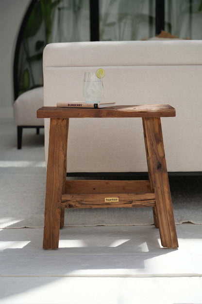 Kruk Fab Rustic – teakhout, naturel, 27x50x50 cm