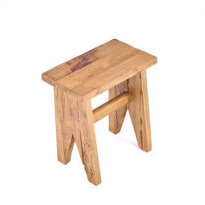 Kruk Siku – gerecycled teakhout, naturel, 40x25x45 cm