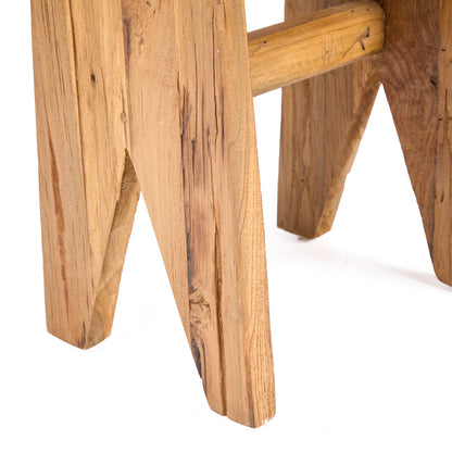 Kruk Siku – gerecycled teakhout, naturel, 40x25x45 cm