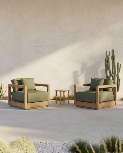 Fauteuil Umalas Outdoor – gerecycled teakhout, algengroen