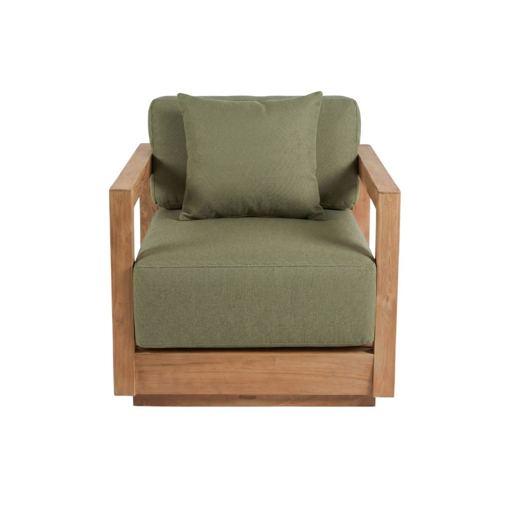 Fauteuil Umalas Outdoor – gerecycled teakhout, algengroen