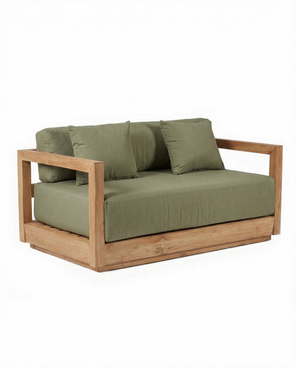 Loungebank Umalas – gerecycled teakhout, algengroen, 2-zits