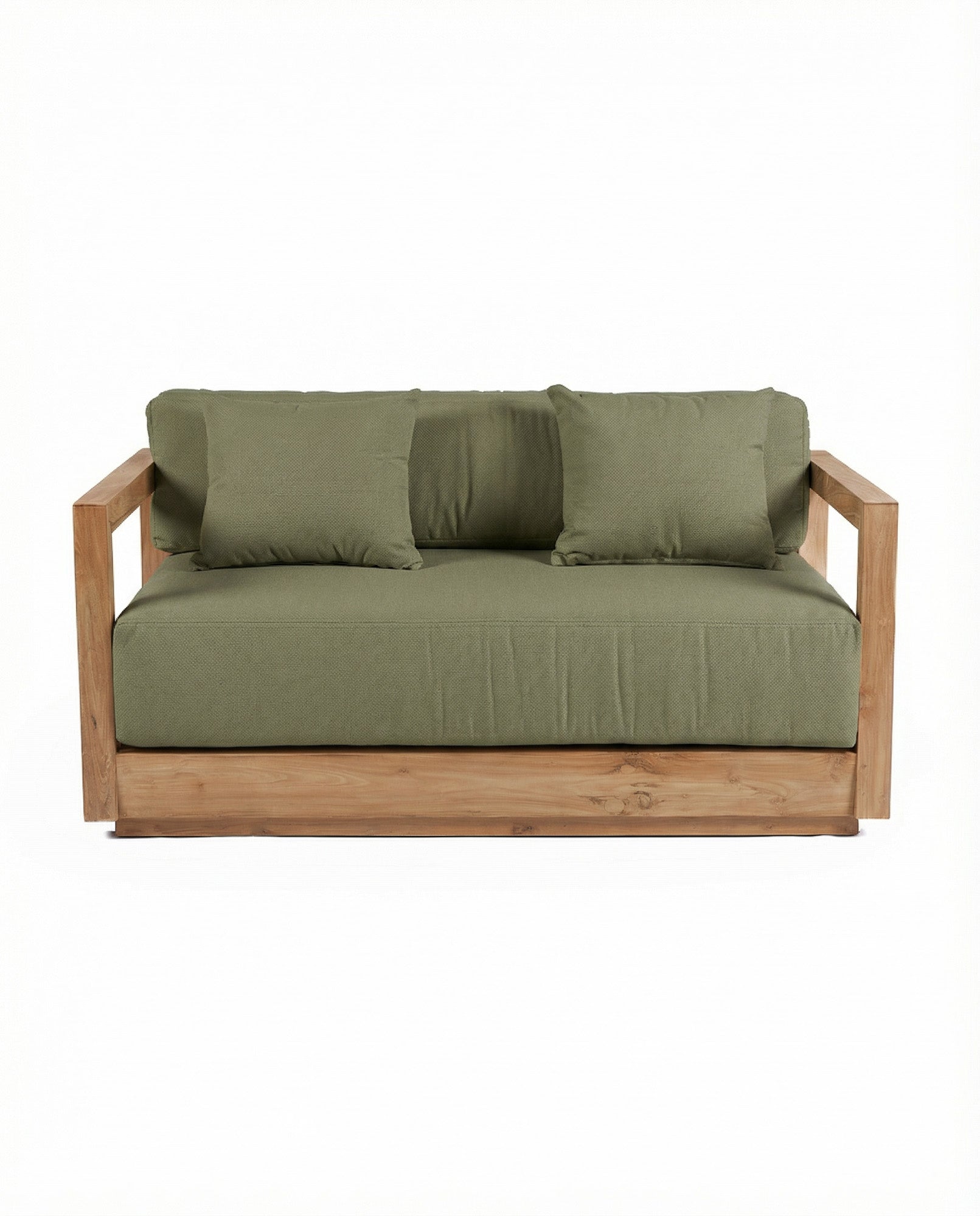 Loungebank Umalas – gerecycled teakhout, algengroen, 2-zits