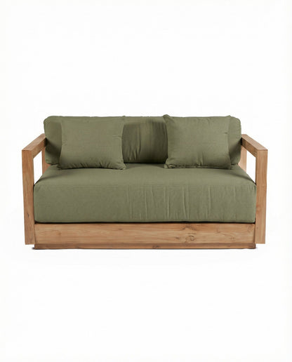 Loungebank Umalas – gerecycled teakhout, algengroen, 2-zits