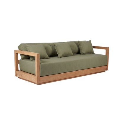 Loungebank Umalas — teakhout, groen, 3-zits outdoor