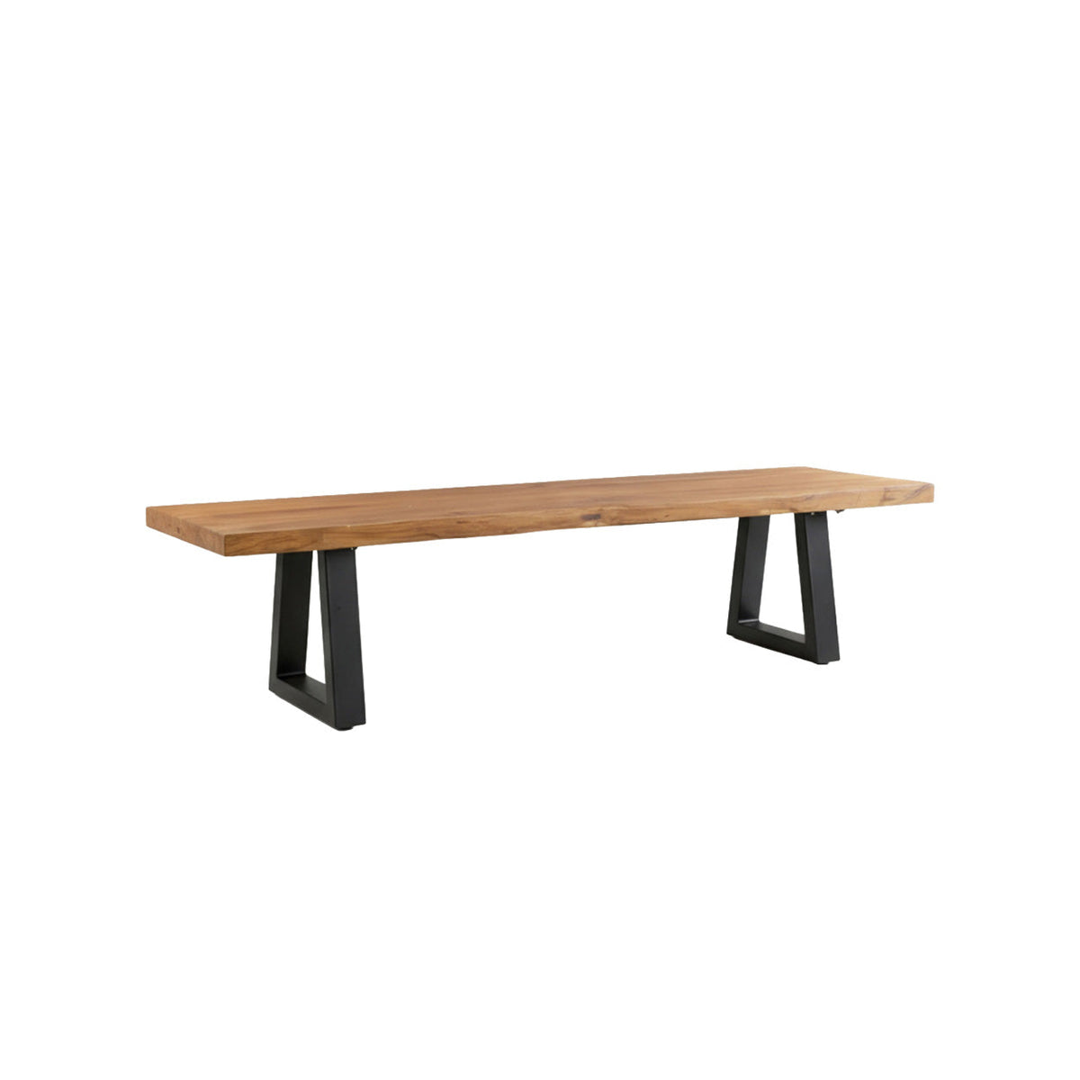 Houten bank met ijzeren poten 220 cm