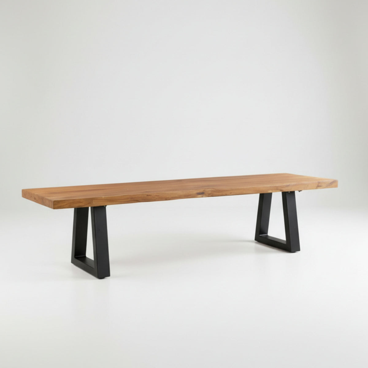Houten bank met ijzeren poten 220 cm