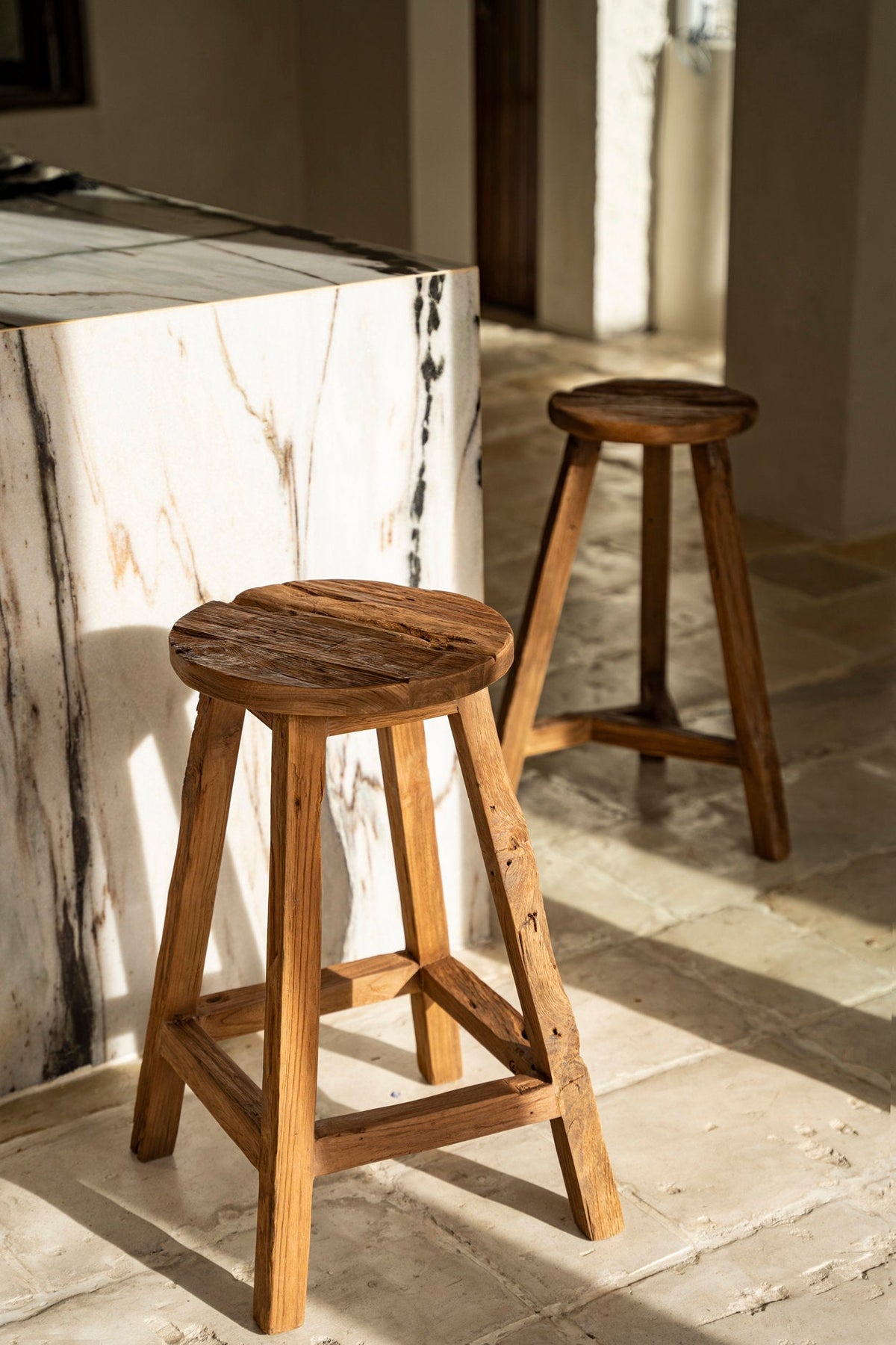Barkruk Gerecycled Teakhout Naturel 50x50x70 cm